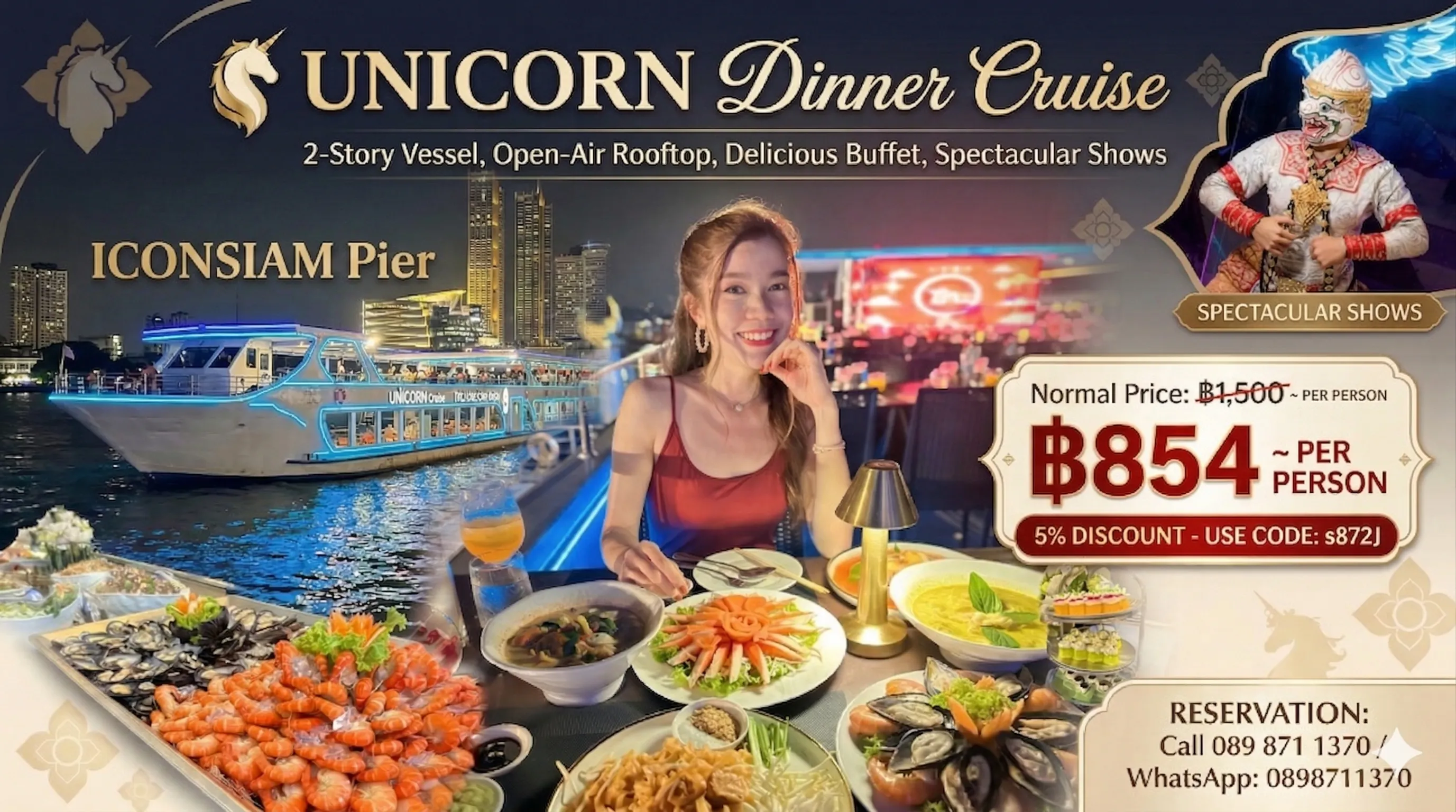 Bangkok dinner cruise with Unicorn Cruise from ICONSIAM 11.4.26
